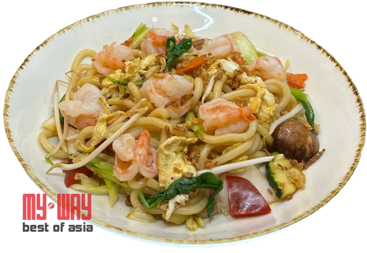 Gebratene Udon-Nudeln Garnele
