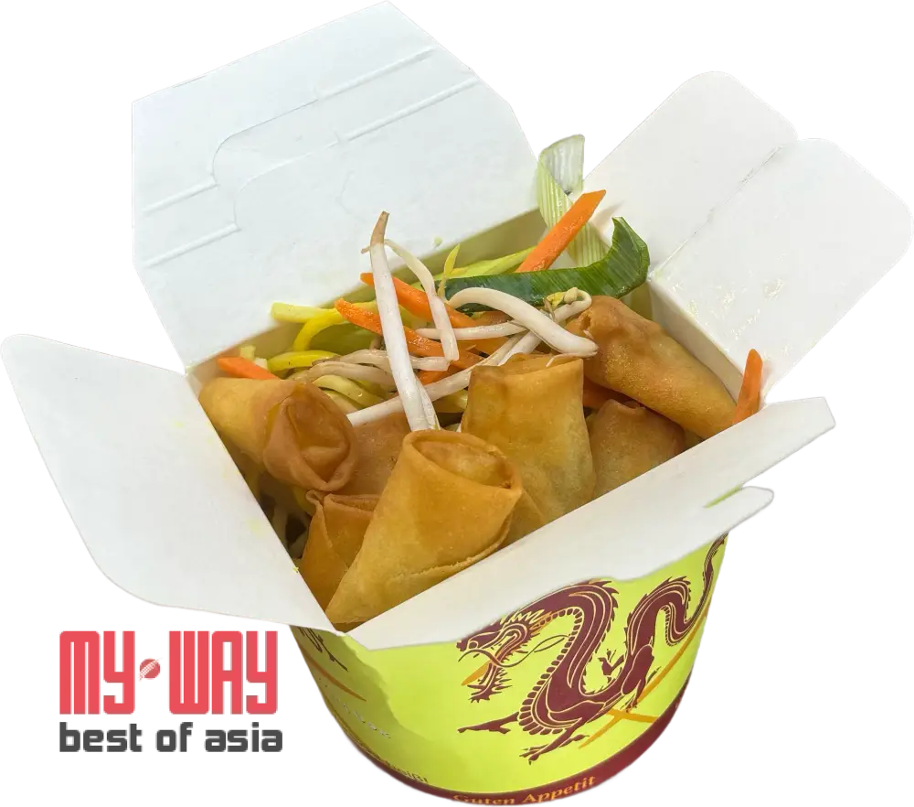 Nudel Box – Der schnelle Asia-Genuss für unterwegs Mini Frühlingsrolle / Box