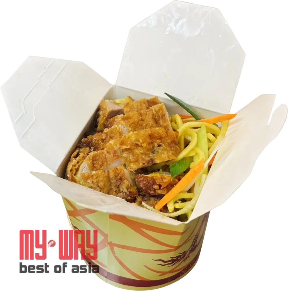 Nudel Box – Der schnelle Asia-Genuss für unterwegs Knusprige Hähnchenkeule / Box