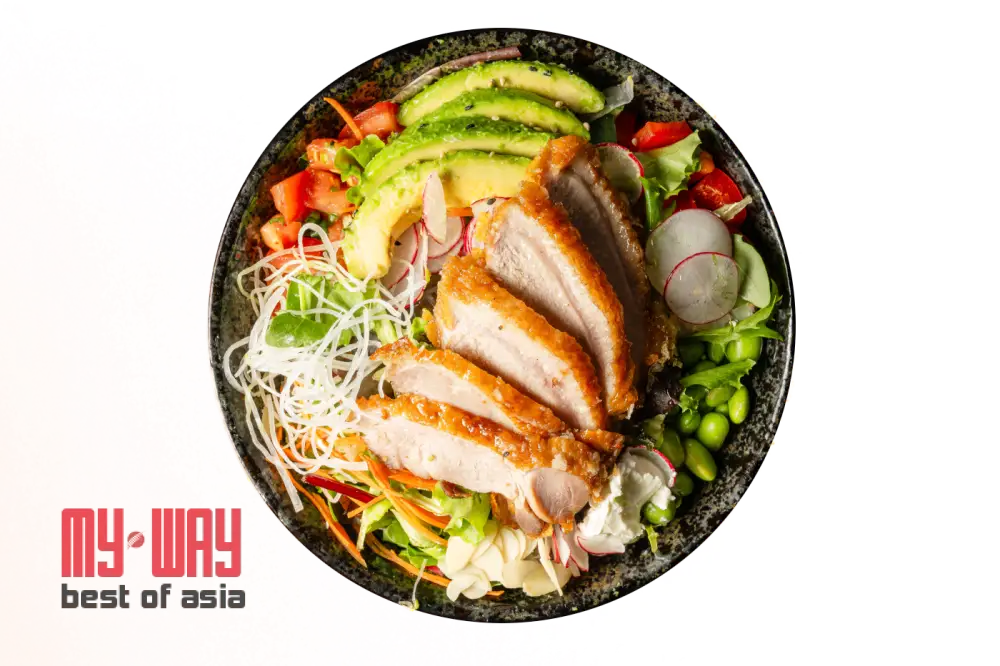 Poké Bowls – Frisch bunt & gesund Ente Bowl / Wakame-Salat – Japanischer Algensalat / Chili-Mayo