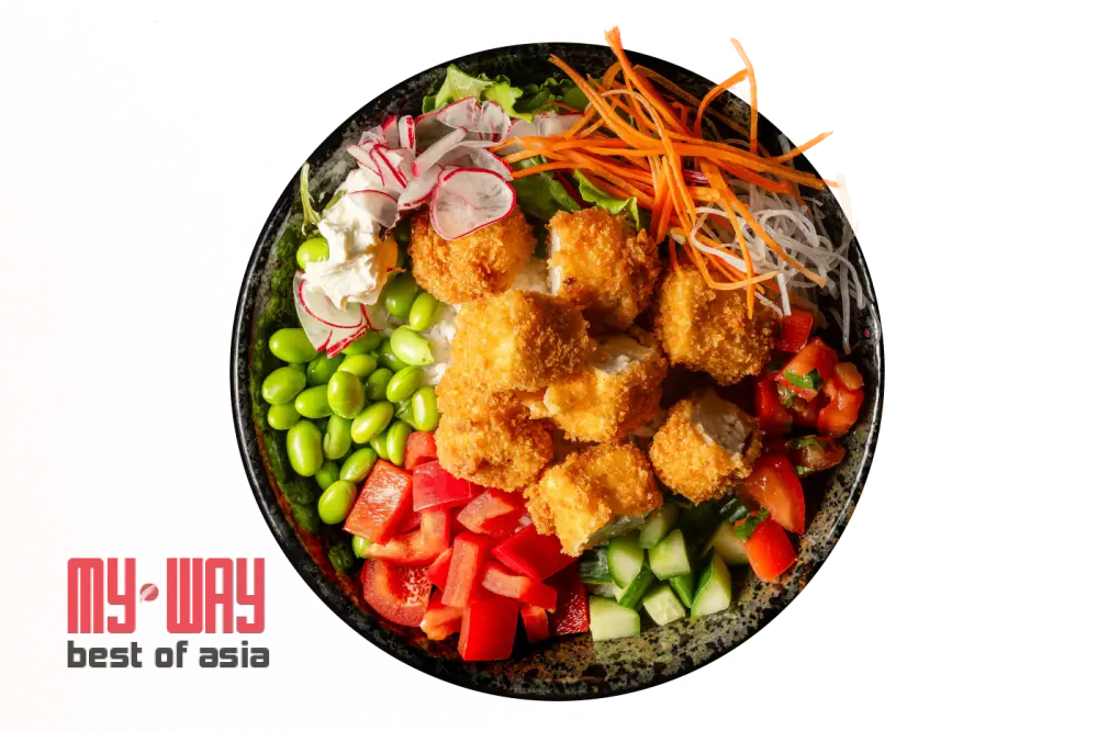Poké Bowls – Frisch bunt & gesund Tofu Bowl / Wakame-Salat – Japanischer Algensalat / Chili-Mayo